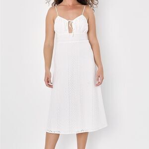 NWT Lulus White Eyelet Embroidered Cutout Midi Dress womens size XS